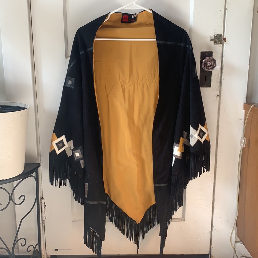 Vintage Suede and silk shawl - Picture 2 of 4